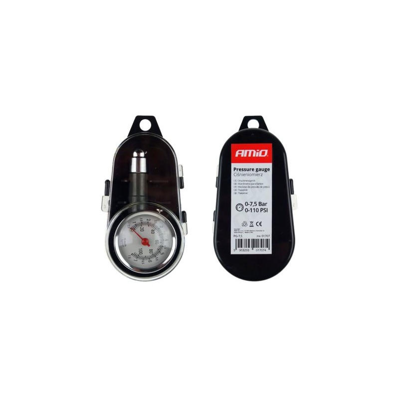 Tyre pressure gauge 0-7,5bar, in box
