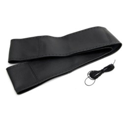 Steering wheel cover 37-39cm, natural leather, black