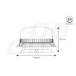 Vilkur 12/24V, 36 ledi, magnet kinnitus