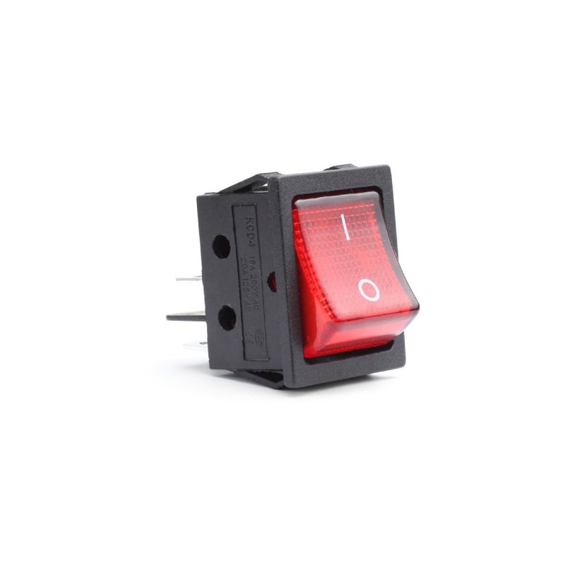 Rectangular circuit breaker 12V/230V, red