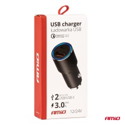 Fast charger 12/24V, USB and USB-Cport, 38W
