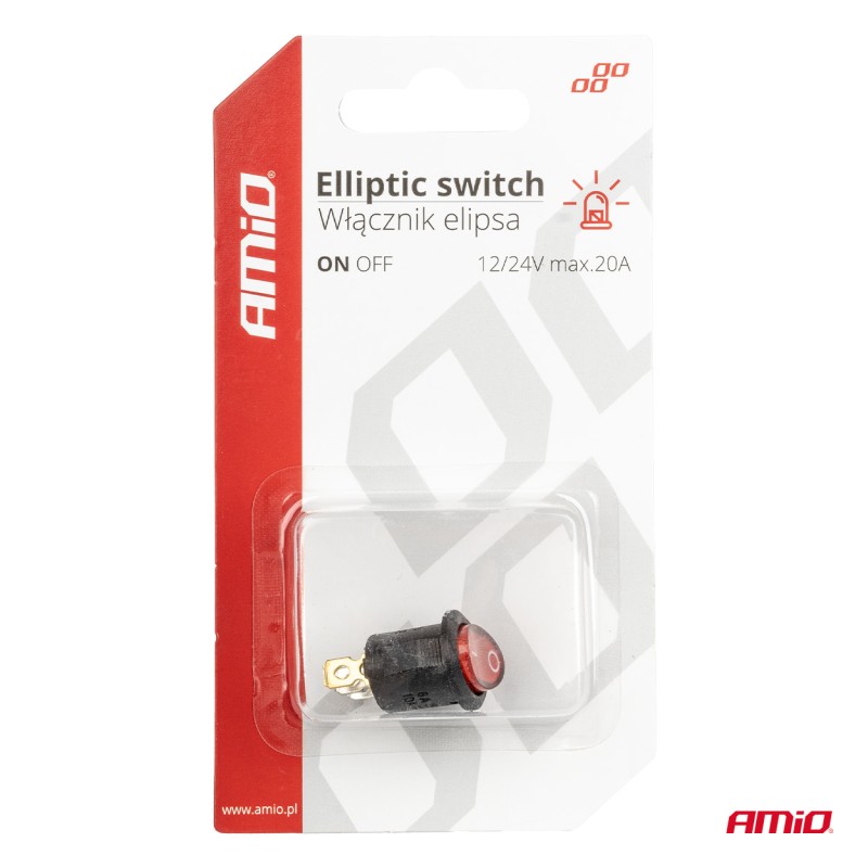 Switch ellipse 12/24V, red light