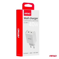 Зарядное устройство 2*USB-C 40W 230V быстрая зарядка