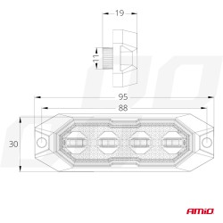 Vilkur 12/24V 4*3W LED R65 30*95cm