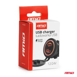 Laadija 2x USB-C punanetaustavalgus12/24