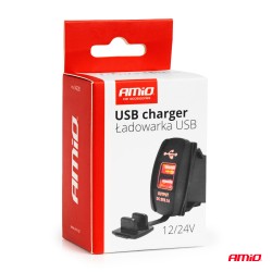Laadija 2xUSB pesa 12/24V punane taustav