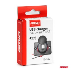 Laadija 2xUSB pesa 12/24V punane taustav