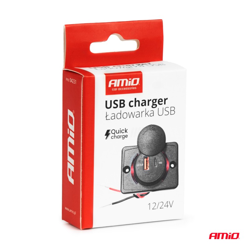 Laadija USB ja USB-C pesa 12/24V Laadija USB ja USB-C pesa 12/24V