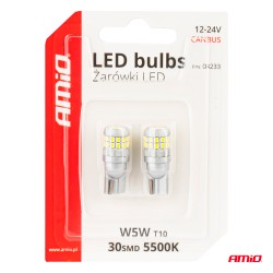 LED Canbus 2tk T10 W5W 30SMD 12/24V