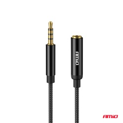 Auxiliary cable 3,5 male plug + socket 2m