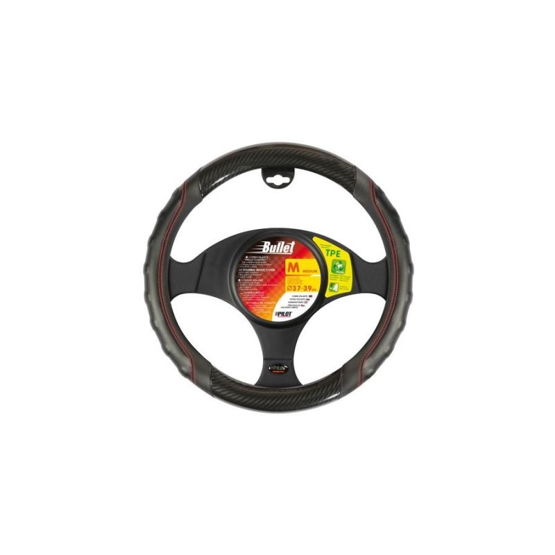 Leather steering wheel cover Bullet, black, 37/39cm