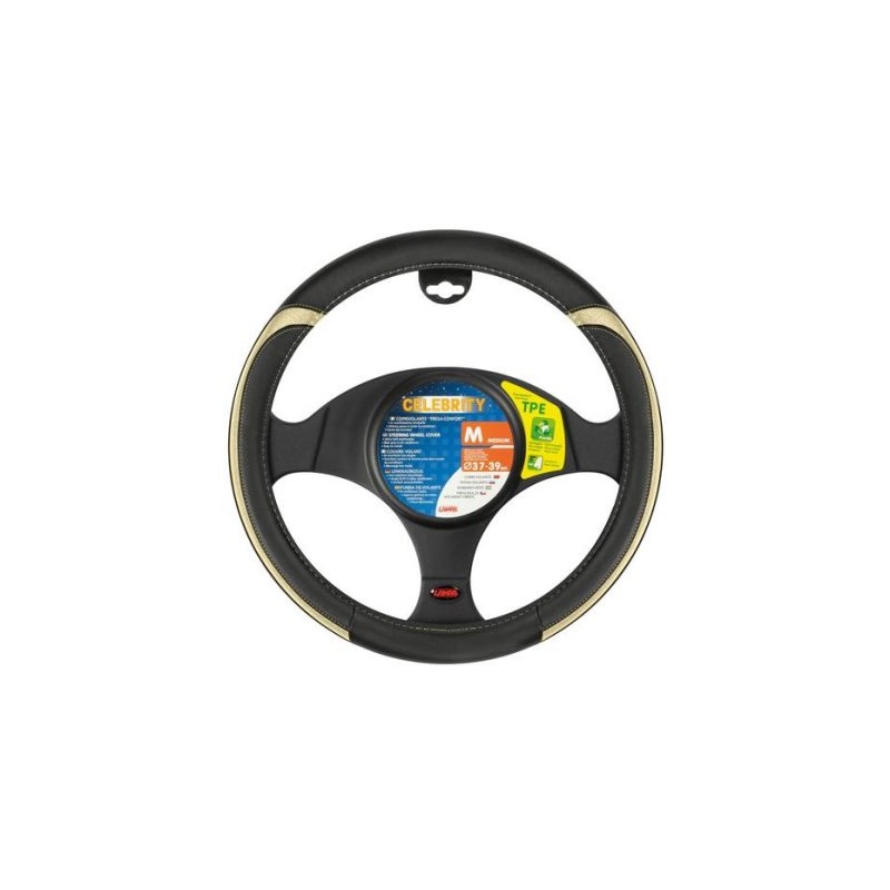 Steering wheel cover Celebrity 37-39mm, gold, leather