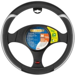 Steering wheel cover Celebrity 37-39mm, silver, leather