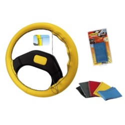 Leather steering wheel cover 37-39 cm, black