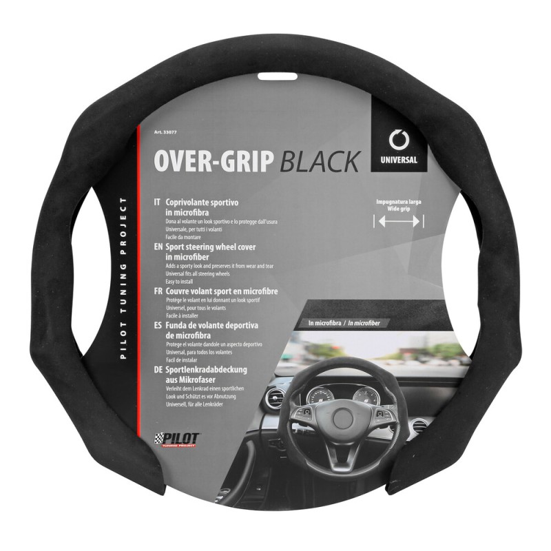 Sporty microfiber steering wheel cover black Sporty microfiber steering wheel cover black