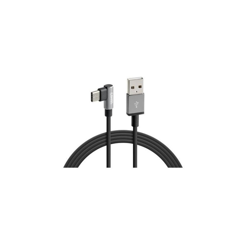Кабель USB-C 100 см, вращающаяся насадка 90° черный