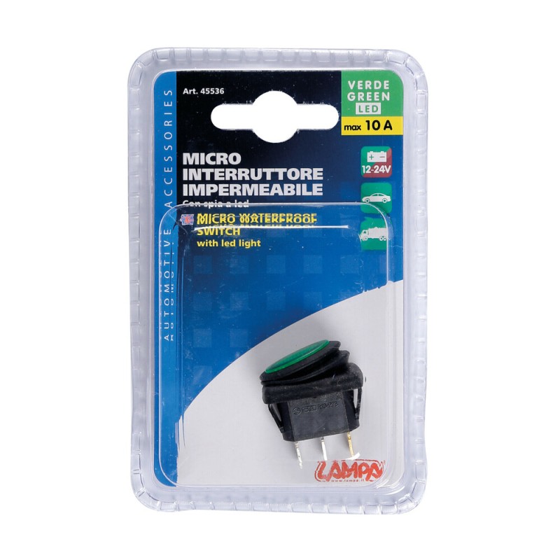 Switch 12/24V , moisture-proof, green
