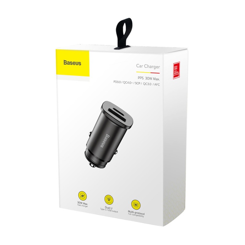 Зарядное устройство Baseus USB/USB-C для автомобиля 30 Вт Зарядное устройство Baseus USB/USB-C для автомобиля 30 Вт