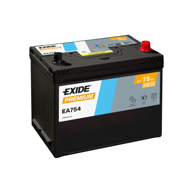 Exide Premium 75Ah630A 260x170x222-+ Exide Premium 75Ah630A 260x170x222-+