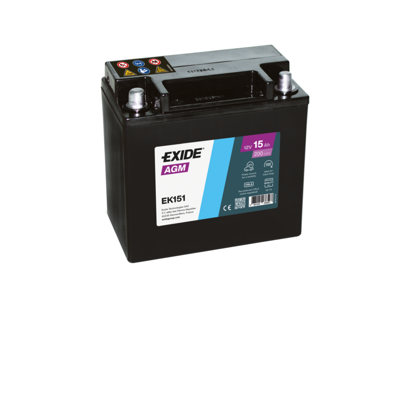 Exide AGM 15Ah 200A 150x90x145+- Exide AGM 15Ah 200A 150x90x145+-