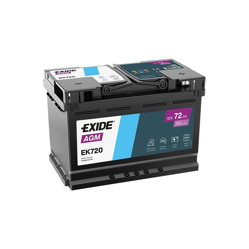 Exide AGM 72Ah 760A 278x175x190-+ Exide AGM 72Ah 760A 278x175x190-+