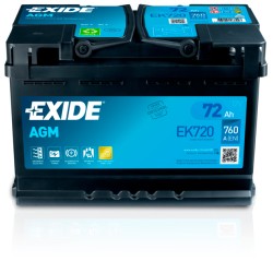 Exide AGM 72Ah 760A 278x175x190-+