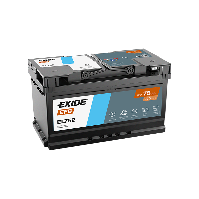 Exide EFB 75Ah 730A 315x175x175-+