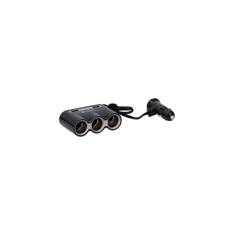 Charger 3 cigarette lighter sockets +2 USB sockets