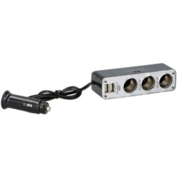 Charger 12/24V, 2 USB sockets+3 cigarette lighter.