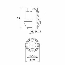 Mutter M12x1,50/35/19 kinnine liugseib
