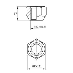 Mutter M14x1,5/17/21 avatud