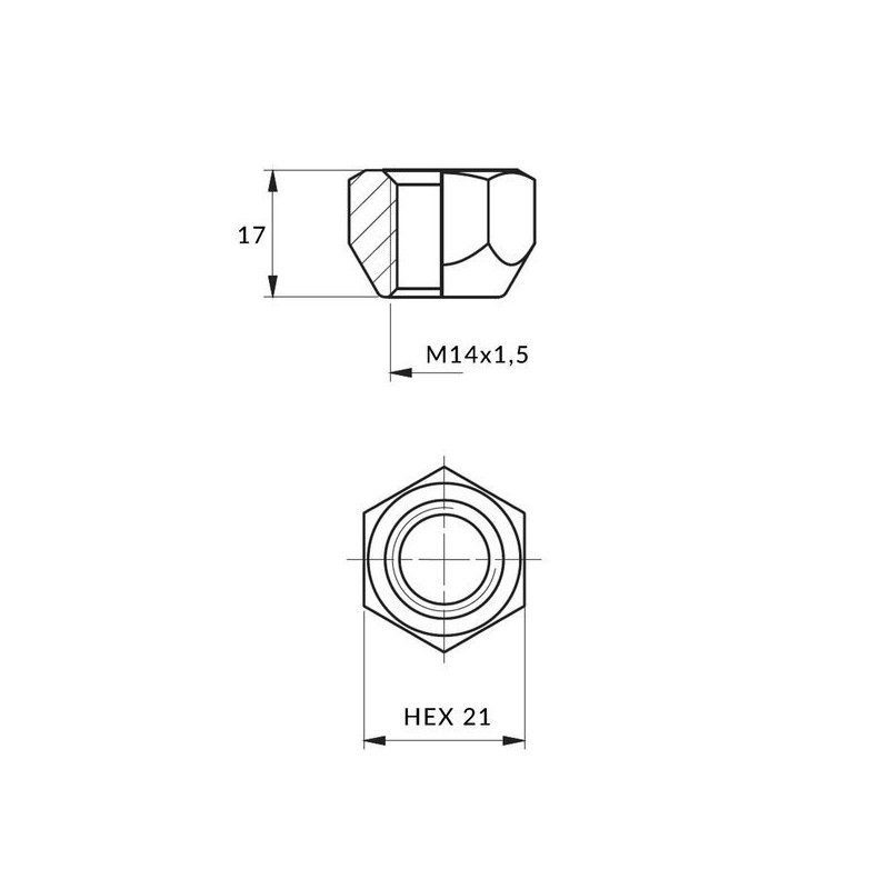 Mutter M14x1,5/17/21 avatud