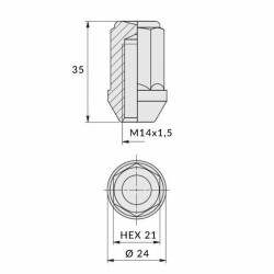 Mutter M14x1,50/35/21 kinnine