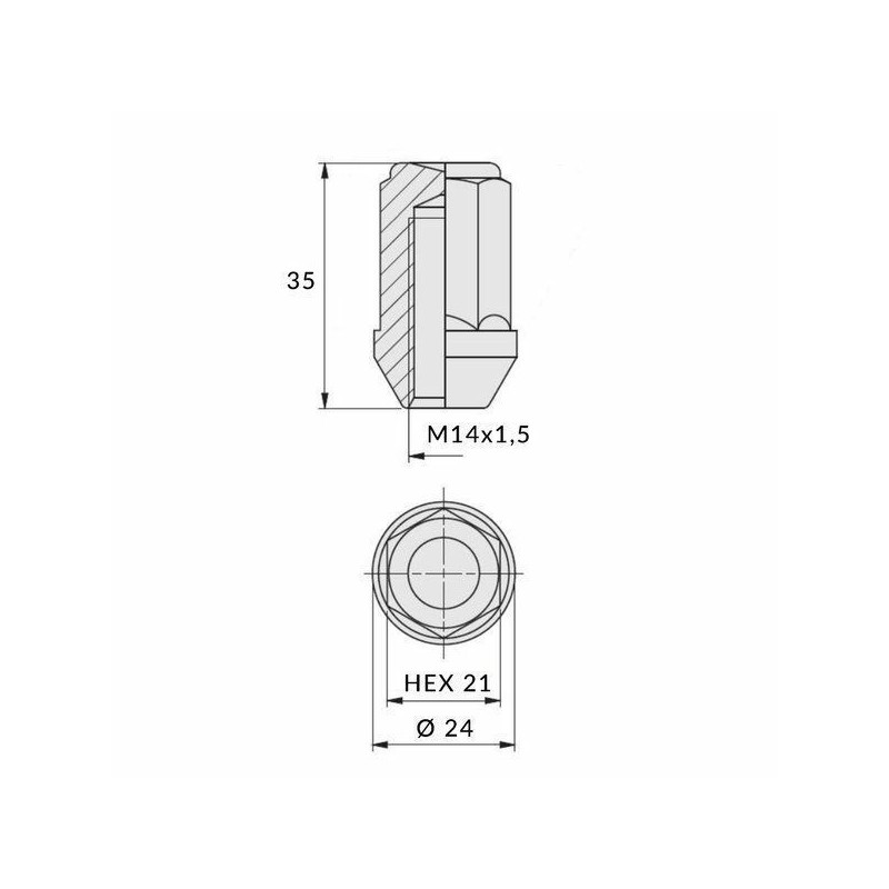 Mutter M14x1,50/35/21 kinnine