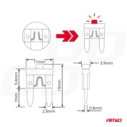 Mini kaitsmete kompl. 10 osa led