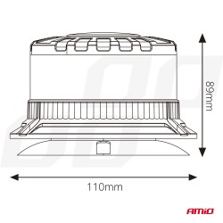 Vilkur 16 LED-i 12/24V oranz magnet