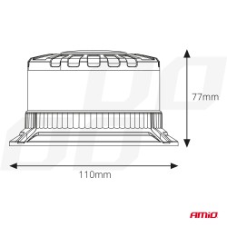 Vilkur 16 LED-i 12/24V oranz valge hajut