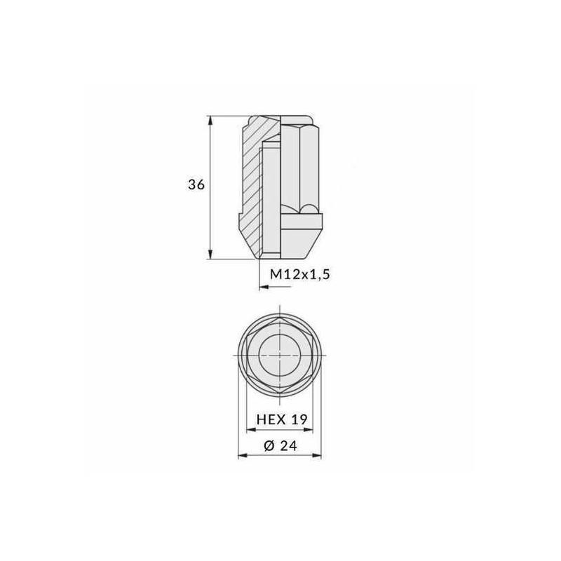 Mutter M12x1,5/34/19 TÜV