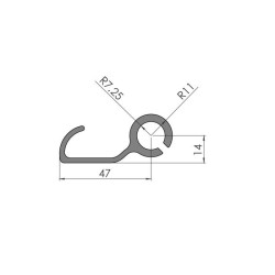 Side profile for curtain wall / L - 3,3 m