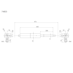 Gaasvedru 345/240 mm, 150 N/105 mm | Veoauto varuosad | Nordparts