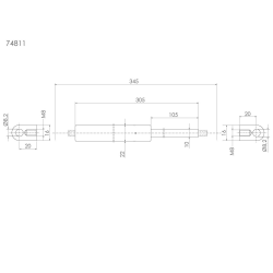 Gaasvedru 345/240 mm, 250 N/105 mm | Veoauto varuosad | Nordparts