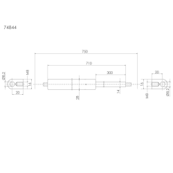Gaasvedru 750/450 mm, 750 N/300 mm | Veoauto varuosad | Nordparts