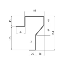 Алюминиевый профиль 125x3200 мм | Nordparts