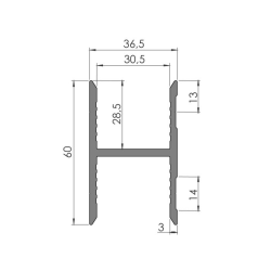 Алюминиевый профиль 125x3200 мм | Nordparts