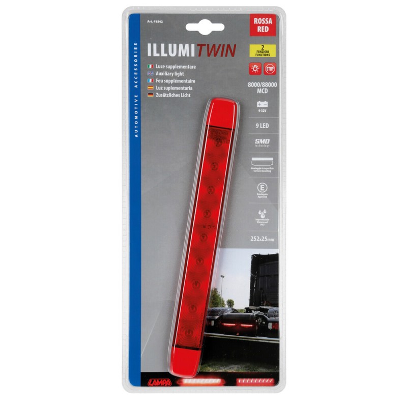 Gabariidi pidurituli 9 LED 12/24V punane