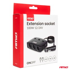 Kolmik laadija + 2x USB-A ON/OFF 100W 70