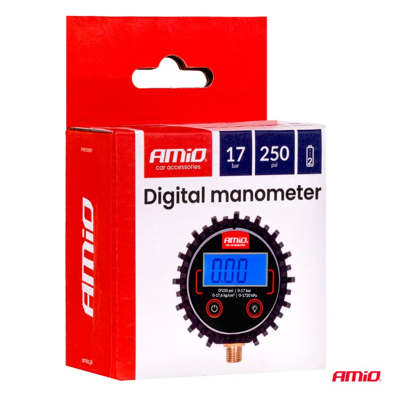 Digitaalne manomeeter kummikaitse 17 bar