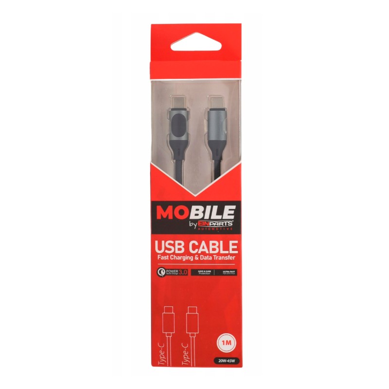 USB-C-USB-C kaabel 1m 45W QC 3.0 LCD-ekr