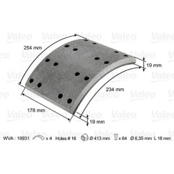 VALEO Piduriklotsi komplekt,trummelpidur 124027