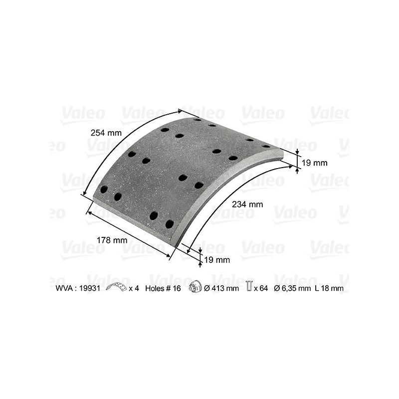 VALEO Piduriklotsi komplekt,trummelpidur 124027